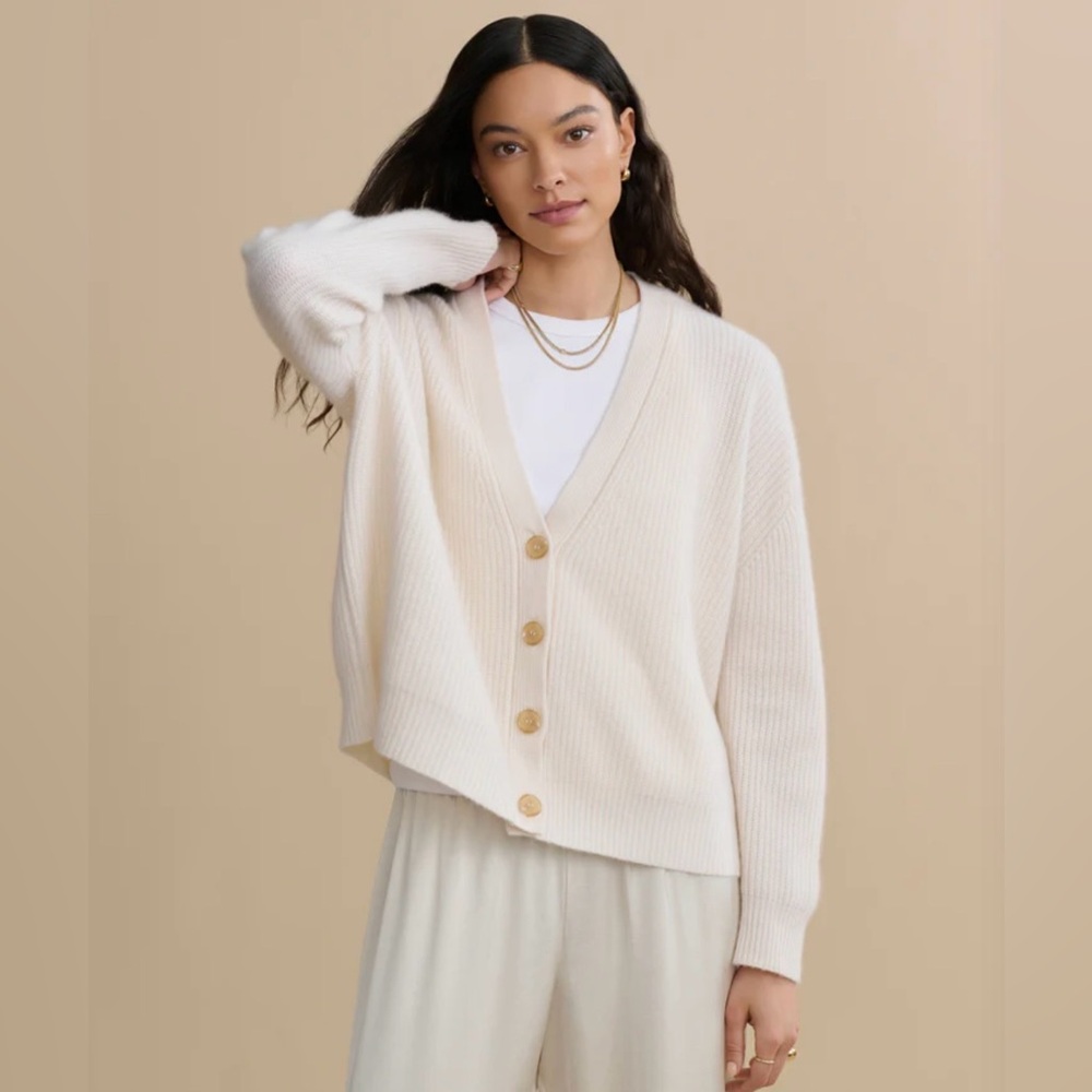 Jenni Kayne, Cropped Cashmere Cocoon Cardigan, Ivory, XXS, NWT